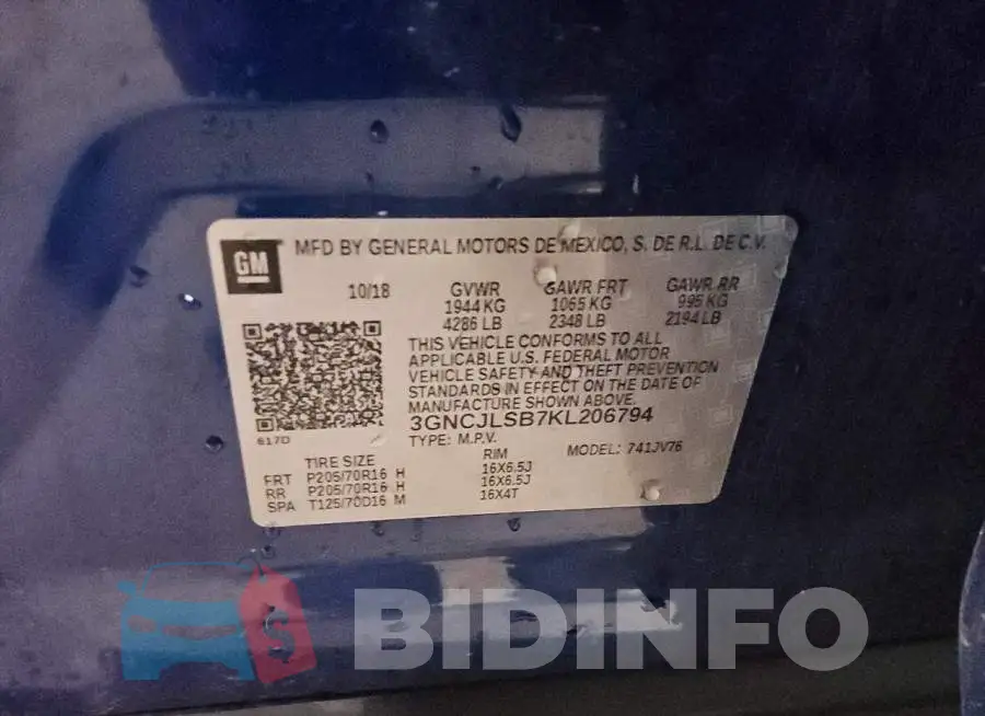 3GNCJLSB7KL206794 Photo# 12