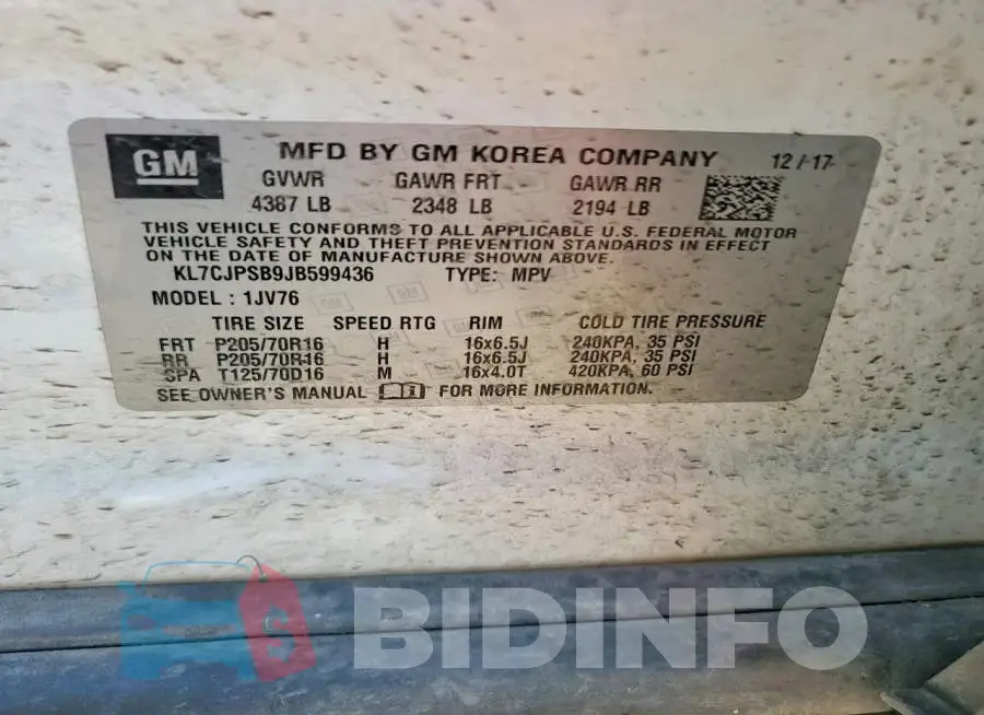 KL7CJPSB9JB599436 Photo# 13