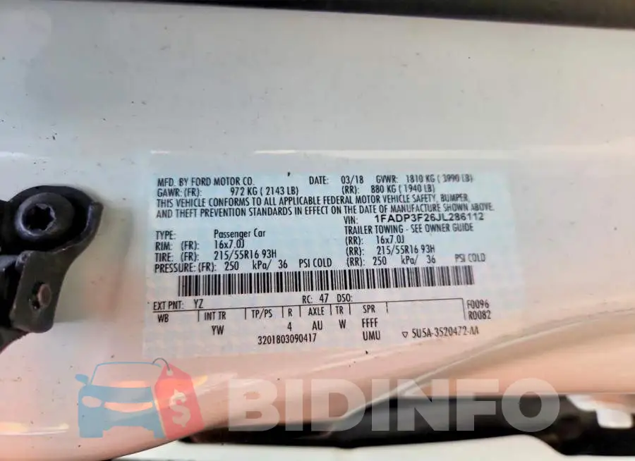 1FADP3F26JL286112 Photo# 12