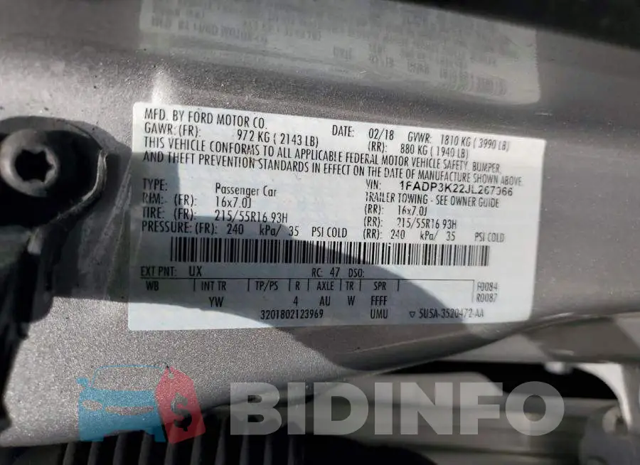 1FADP3K22JL267966 Photo# 13