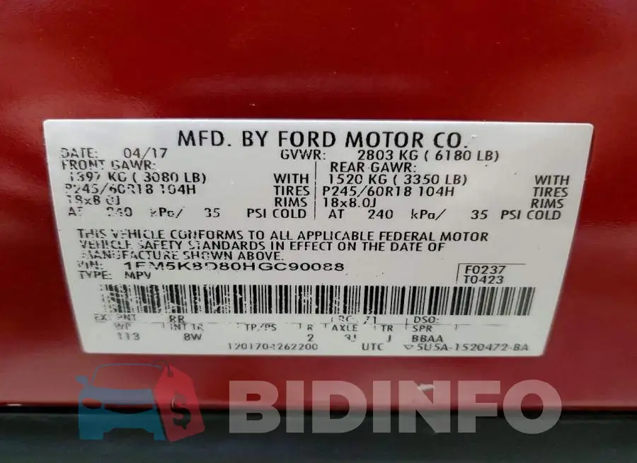 1FM5K8D80HGC90088 Photo# 14