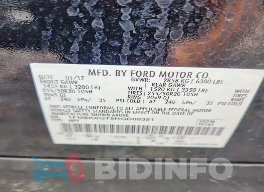 1FM5K8GT5HGB88351 Photo# 13