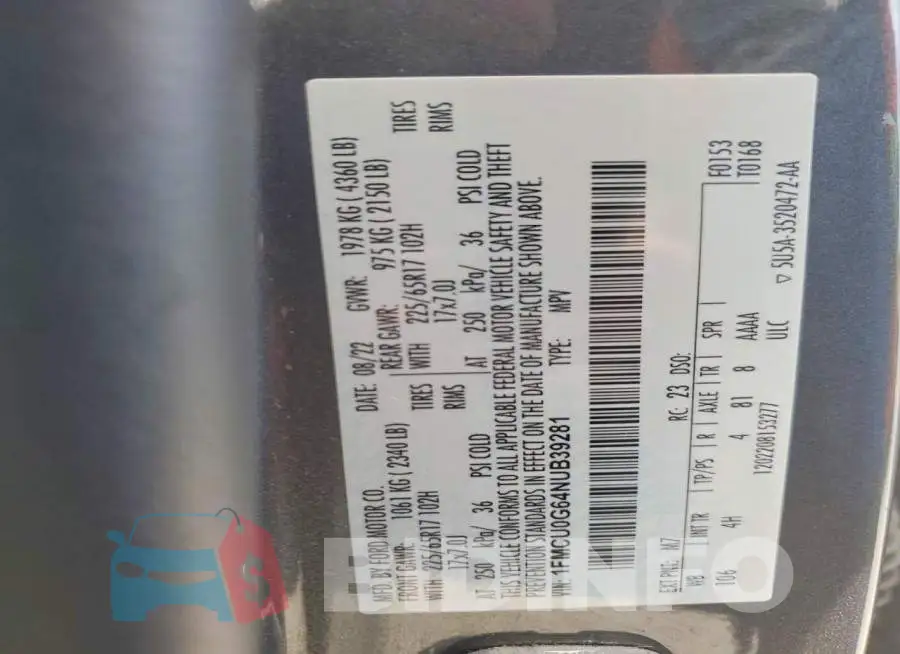 1FMCU0G64NUB39281 Photo# 12