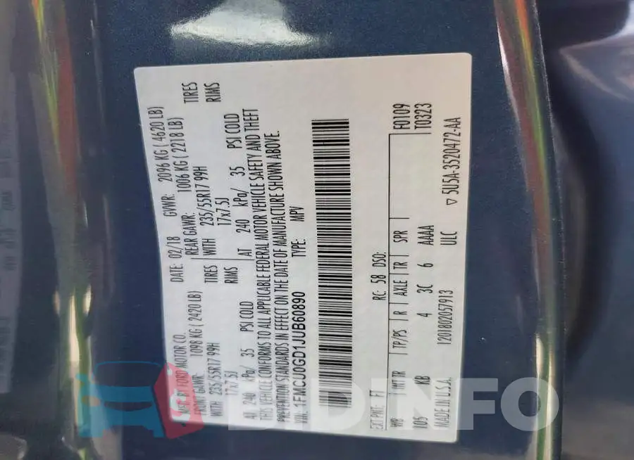 1FMCU0GD1JUB60890 Photo# 14