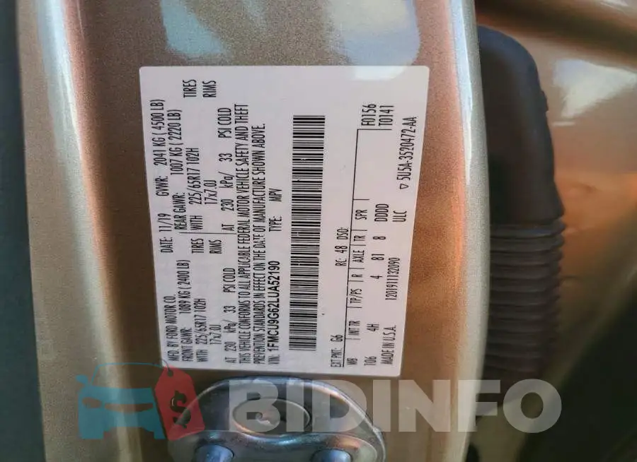1FMCU9G62LUA52190 Photo# 13