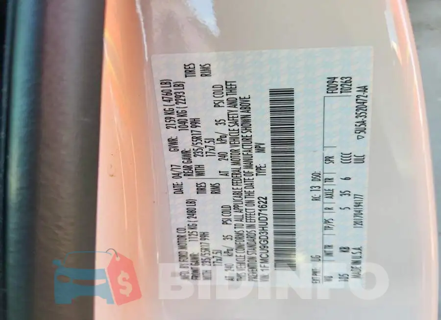 1FMCU9GD3HUD71622 Photo# 13