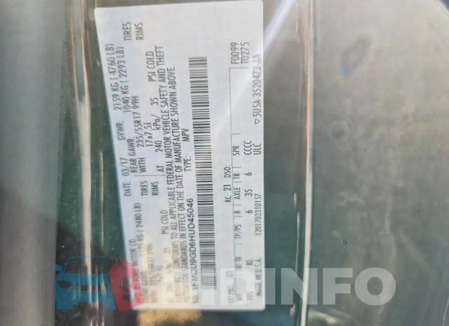 1FMCU9GD6HUD45046 Photo# 12