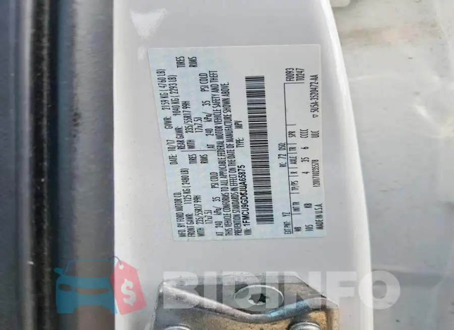 1FMCU9GD6JUA65875 Photo# 13