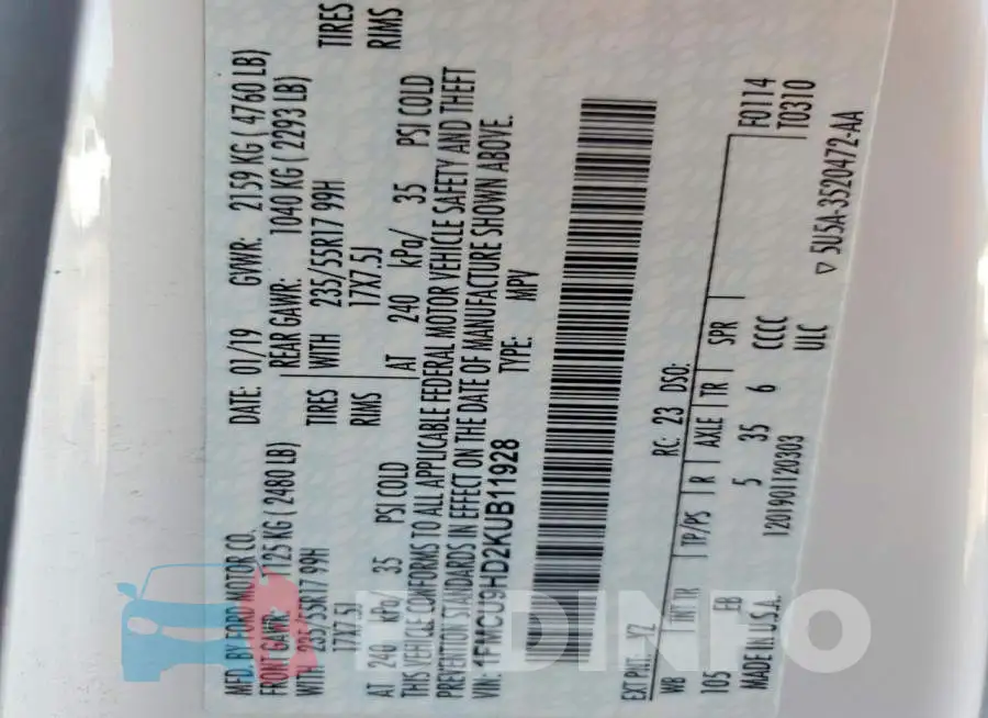 1FMCU9HD2KUB11928 Photo# 13