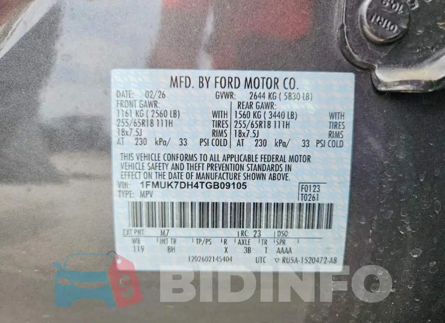 1FMUK7DH4TGB09105 Photo# 13