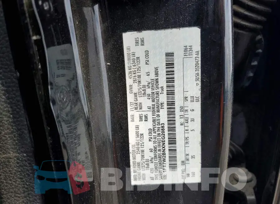 1FT7W2BNXNEG20883 Photo# 12