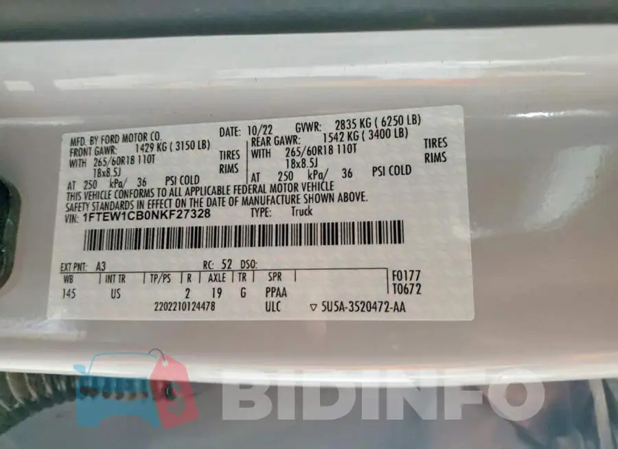 1FTEW1CB0NKF27328 Photo# 12