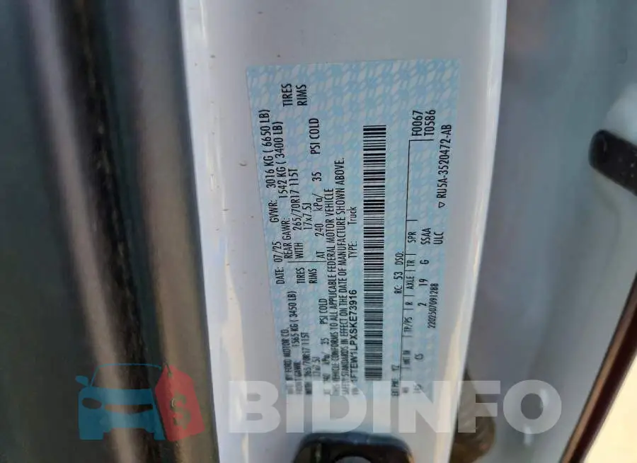 1FTEW1LPXSKE73916 Photo# 12