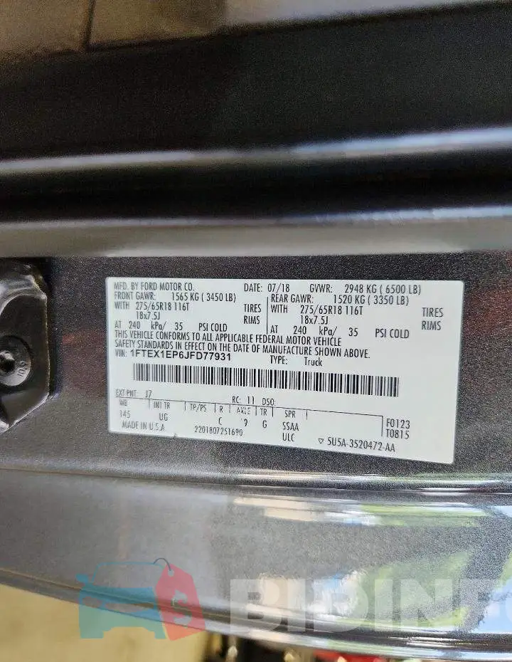 1FTEX1EP6JFD77931 Photo# 12