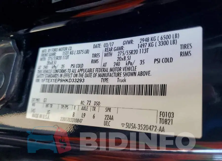 1FTEX1EP9HKD33293 Photo# 12