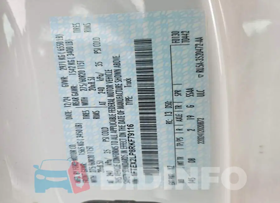 1FTEX2LP8RKF79116 Photo# 12
