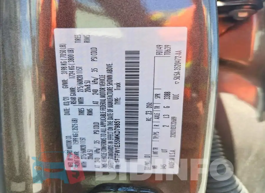 1FTFW1E55MKD79851 Photo# 13