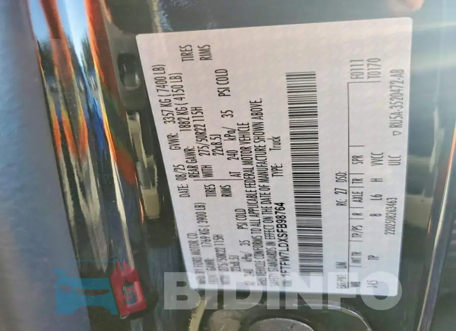 1FTFW7LDXSFB98764 Photo# 12
