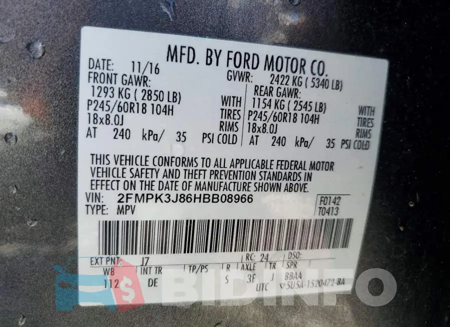 2FMPK3J86HBB08966 Photo# 13