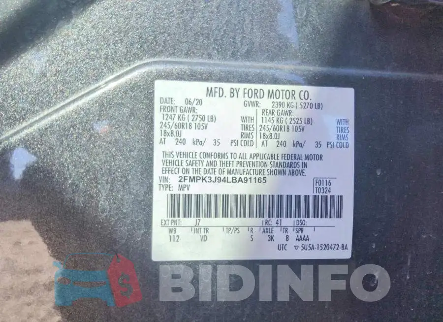 2FMPK3J94LBA91165 Photo# 14
