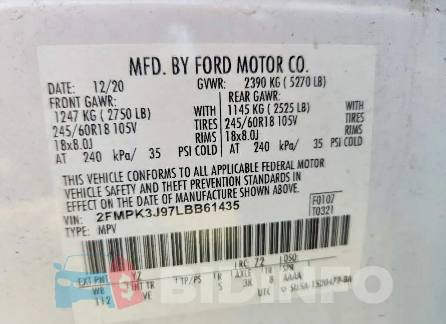 2FMPK3J97LBB61435 Photo# 13