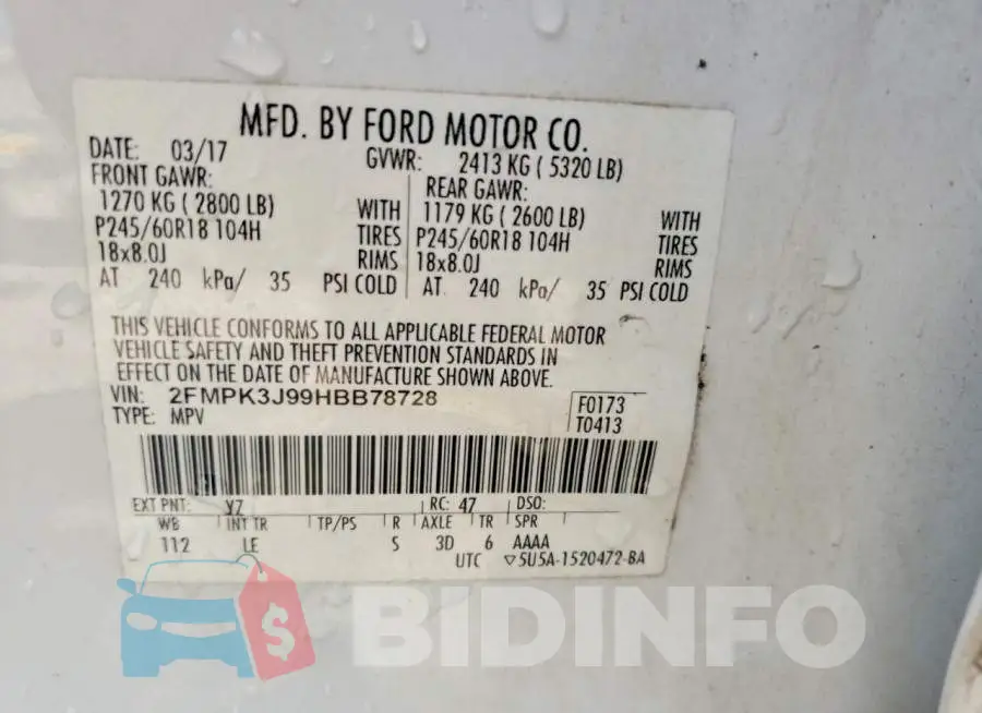 2FMPK3J99HBB78728 Photo# 14