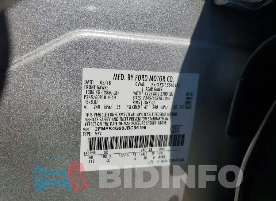 2FMPK4G98JBC06196 Photo# 13