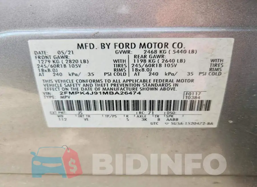 2FMPK4J91MBA26474 Photo# 14