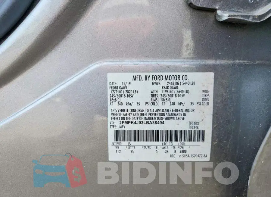 2FMPK4J93LBA38494 Photo# 14