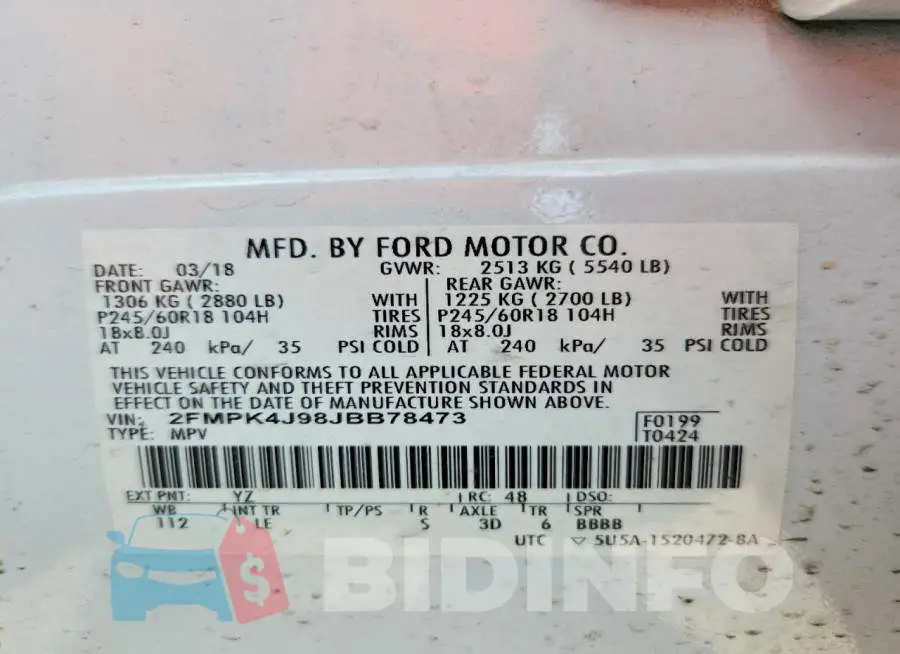 2FMPK4J98JBB78473 Photo# 14