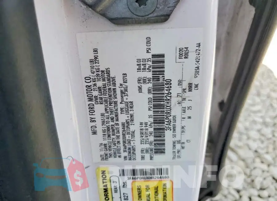 3FA6P0RUXHR264680 Photo# 12