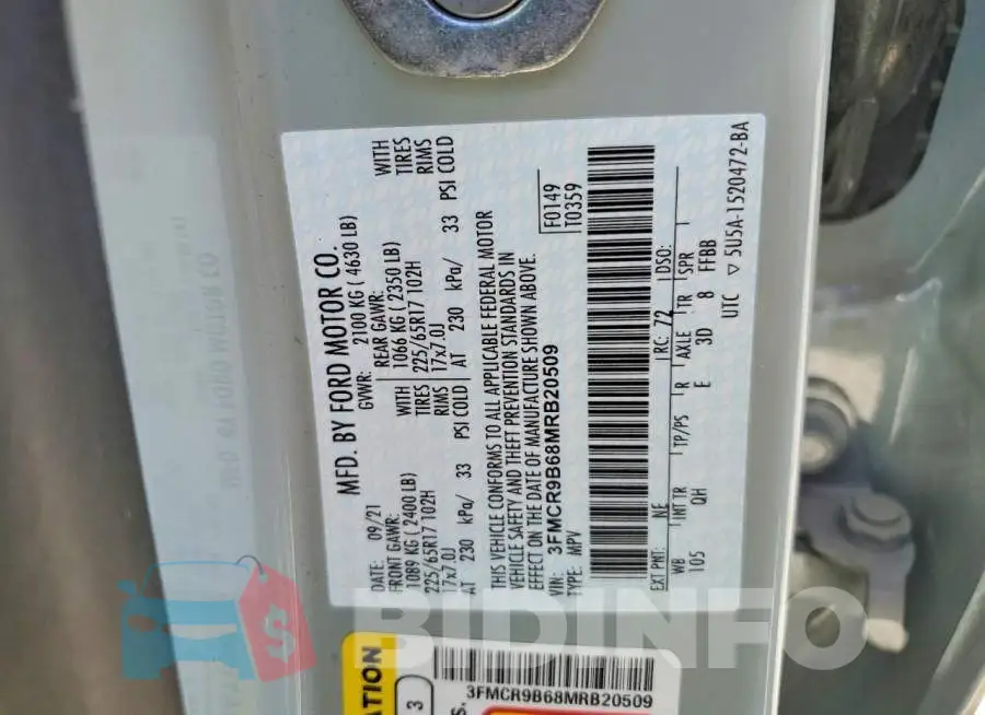 3FMCR9B68MRB20509 Photo# 13