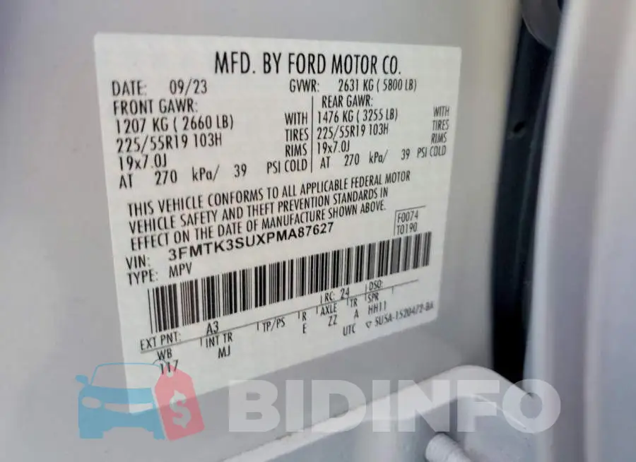 3FMTK3SUXPMA87627 Photo# 12