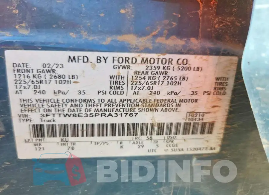 3FTTW8E35PRA31767 Photo# 13