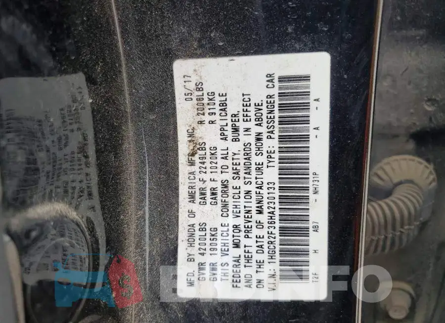 1HGCR2F36HA230133 Photo# 12