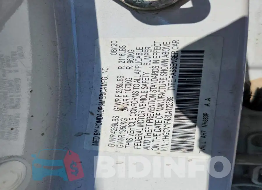 1HGCV1F43LA122589 Photo# 12