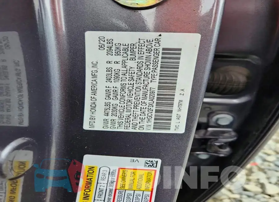 1HGCV2F3XLA020977 Photo# 12