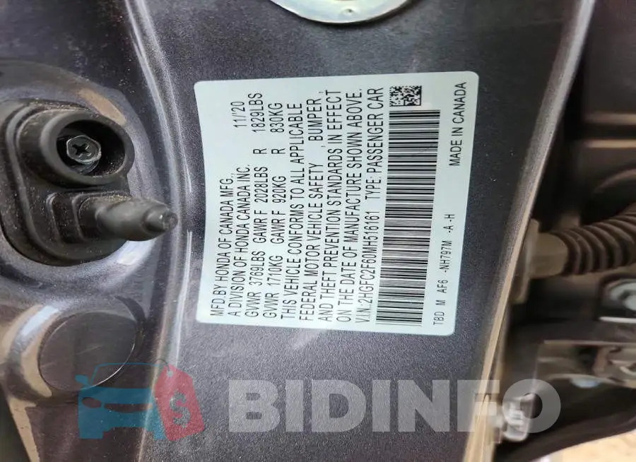 2HGFC2F60MH516161 Photo# 12