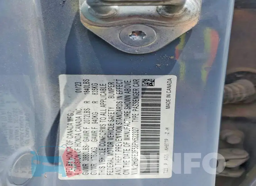 2HGFE2F58PH522327 Photo# 12