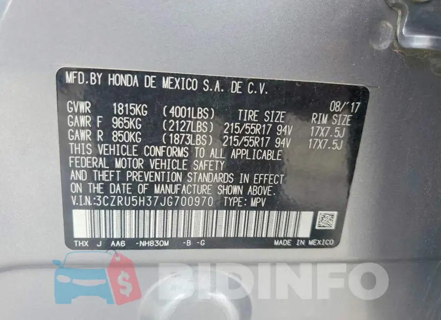 3CZRU5H37JG700970 Photo# 13
