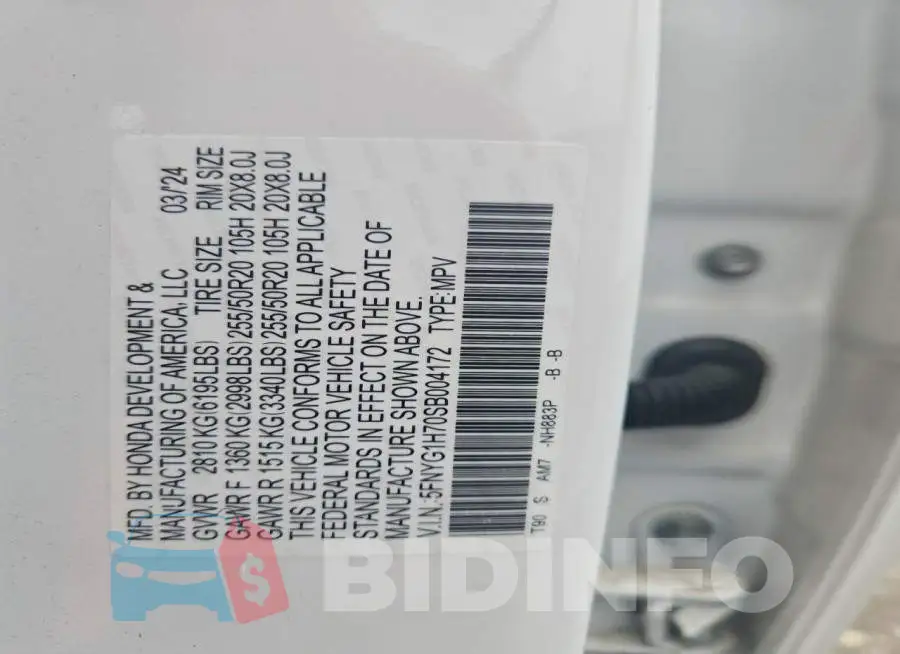 5FNYG1H70SB004172 Photo# 12