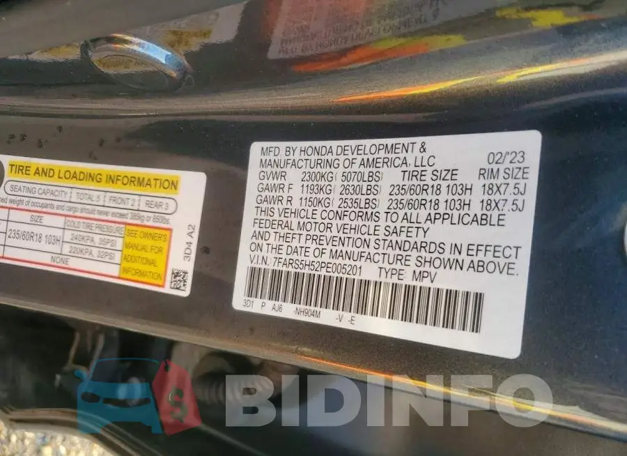 7FARS5H52PE005201 Photo# 12