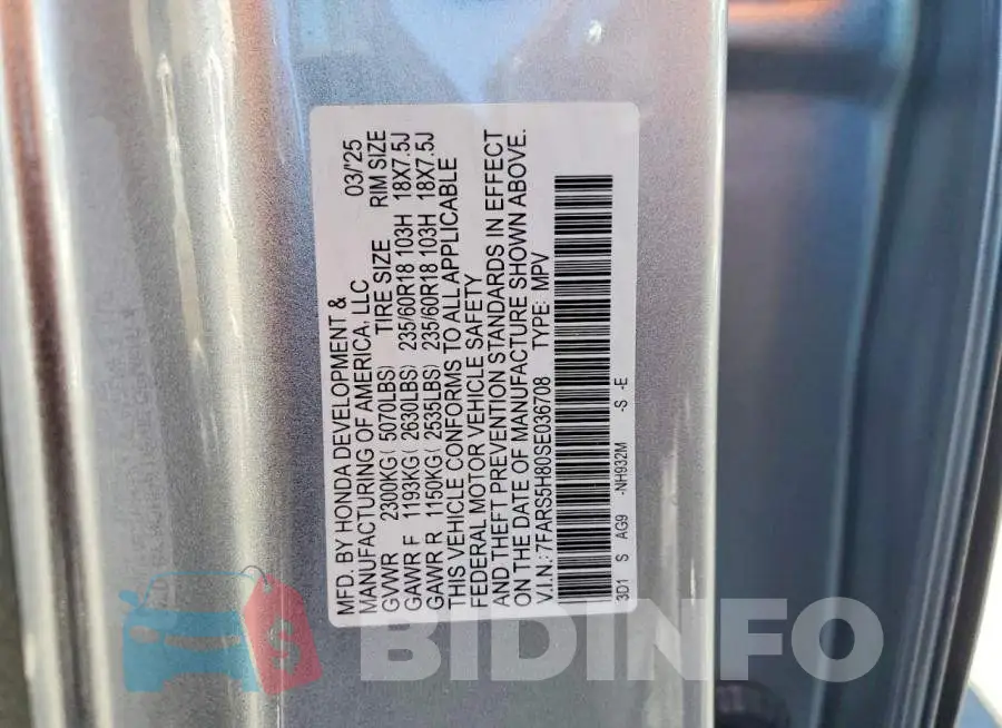 7FARS5H80SE036708 Photo# 13
