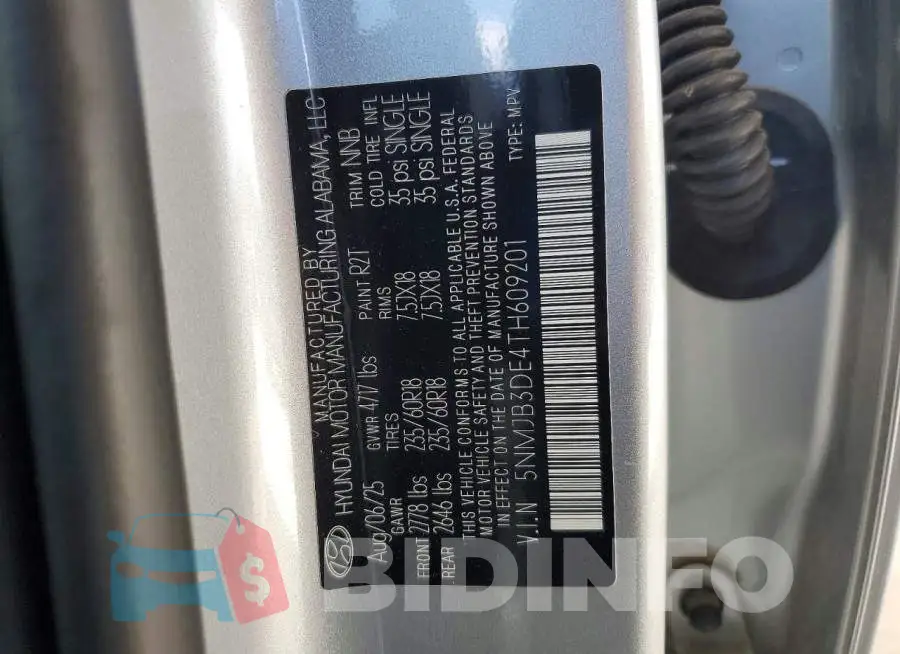 5NMJB3DE4TH609201 Photo# 13
