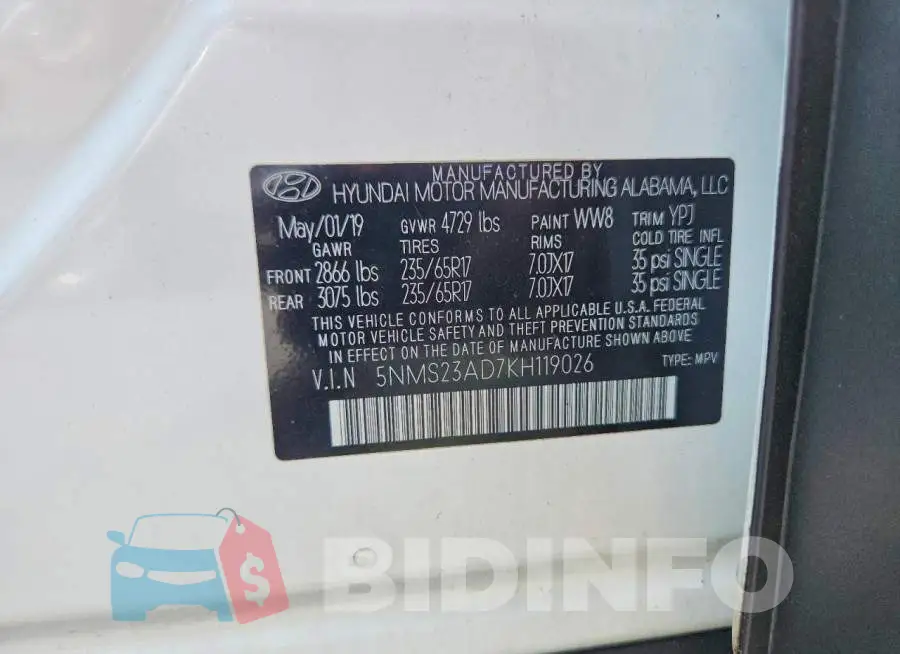 5NMS23AD7KH119026 Photo# 12