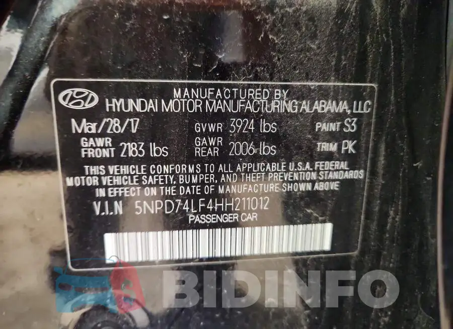 5NPD74LF4HH211012 Photo# 12