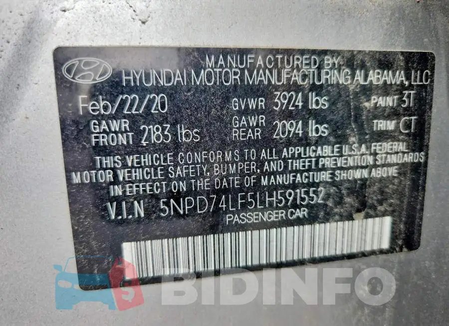 5NPD74LF5LH591552 Photo# 12