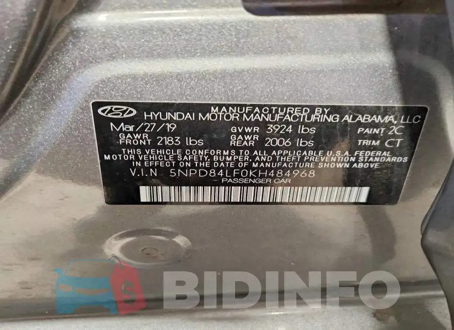 5NPD84LF0KH484968 Photo# 12