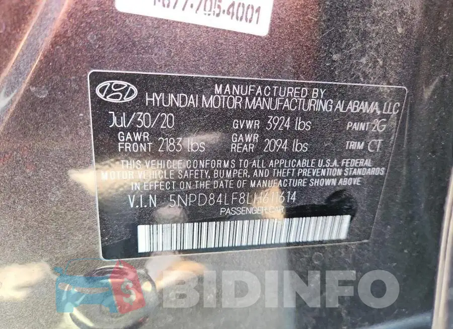 5NPD84LF8LH611614 Photo# 12