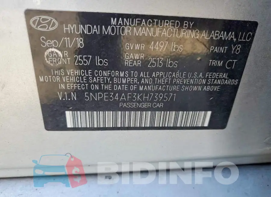5NPE34AF3KH739571 Photo# 13